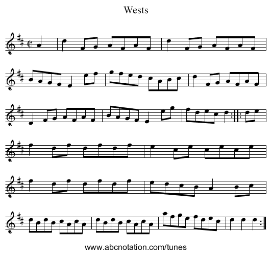 Wests - staff notation