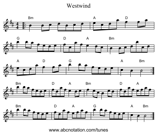 Westwind - staff notation