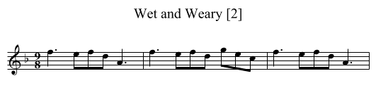 Wet and Weary [2] - staff notation