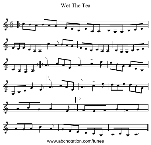 Wet The Tea - staff notation