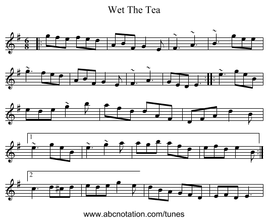 Wet The Tea - staff notation
