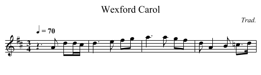 Wexford Carol - staff notation