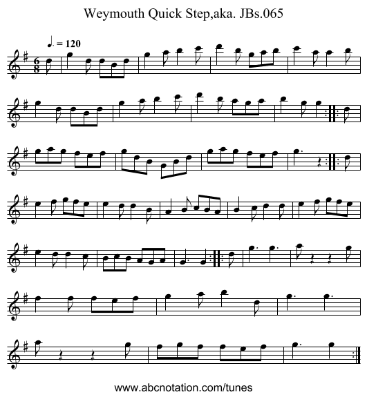 Weymouth Quick Step,aka. JBs.065 - staff notation