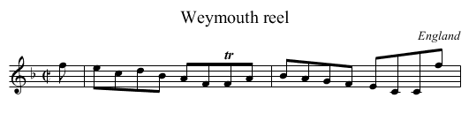Weymouth reel - staff notation