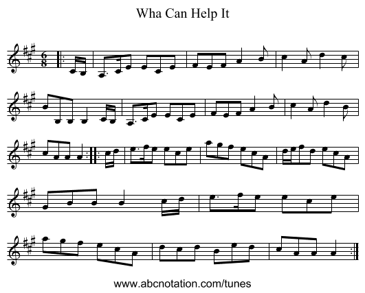 Wha Can Help It - staff notation