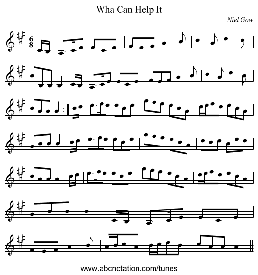 Wha Can Help It - staff notation
