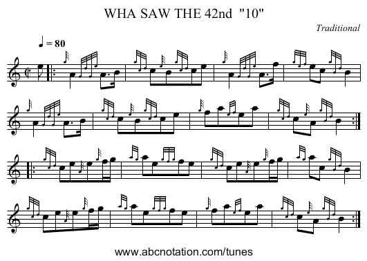 WHA SAW THE 42nd  10 - staff notation