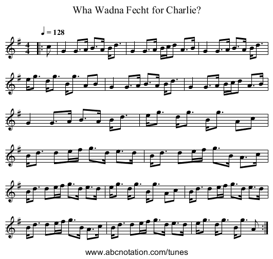 Wha Wadna Fecht for Charlie? - staff notation