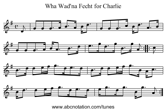 Wha Wad'na Fecht for Charlie - staff notation