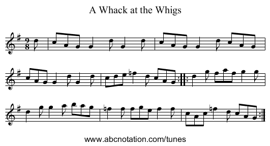 Whack at the Whigs, A - staff notation