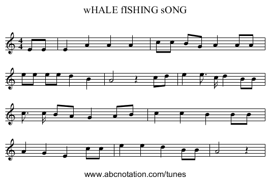 wHALE fISHING sONG - staff notation