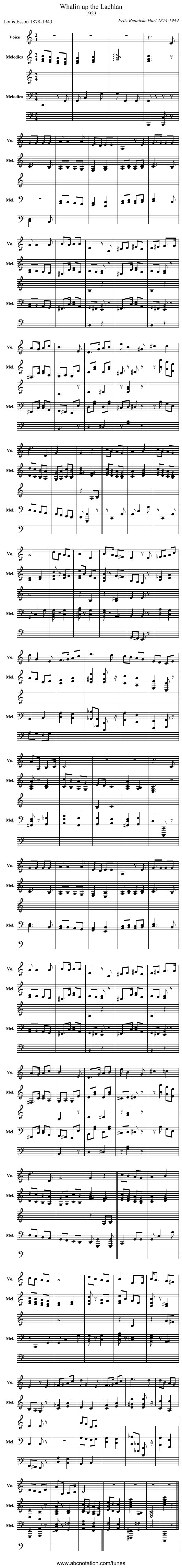 Whalin up the Lachlan - staff notation