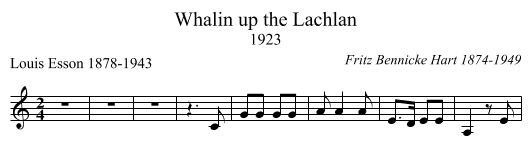 Whalin up the Lachlan - staff notation