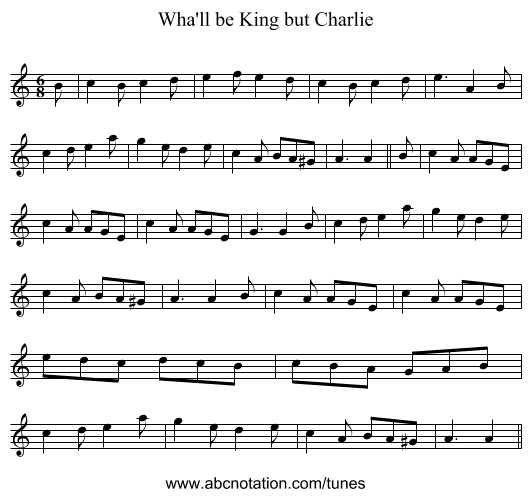 Wha'll be King but Charlie - staff notation