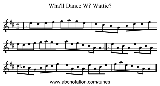 Wha'll Dance Wi' Wattie? - staff notation