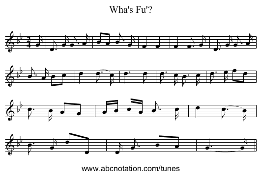 Wha's Fu'? - staff notation