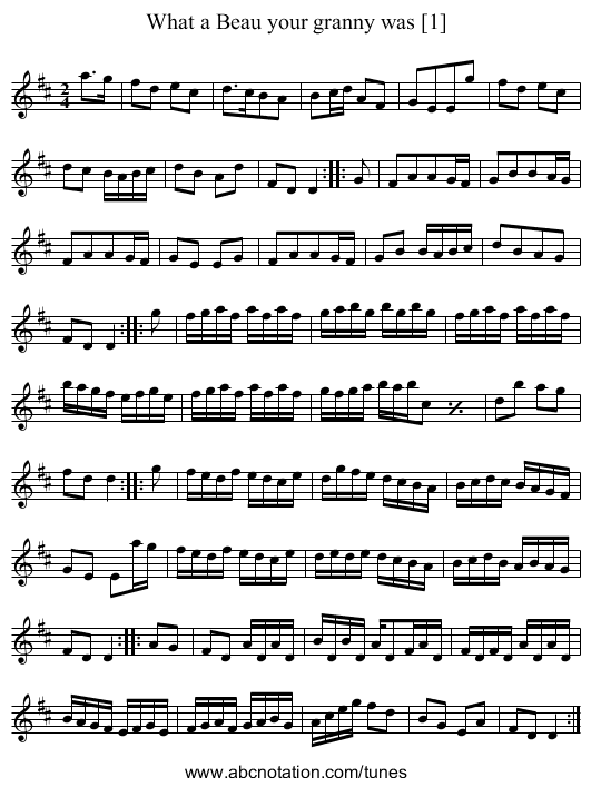 What a Beau your granny was [1] - staff notation