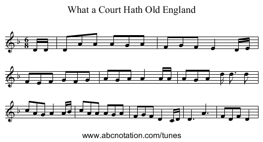 What a Court Hath Old England - staff notation