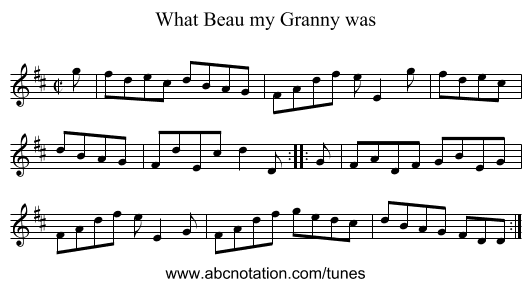 What Beau my Granny was - staff notation
