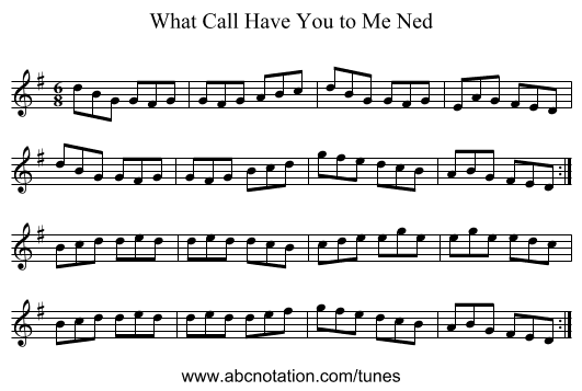 What Call Have You to Me Ned - staff notation