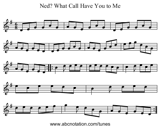 What Call Have You to Me, Ned? - staff notation