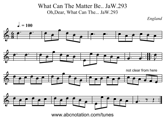 What Can The Matter Be.. JaW.293 - staff notation