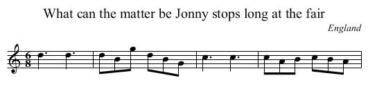 What can the matter be Jonny stops long at the fair - staff notation