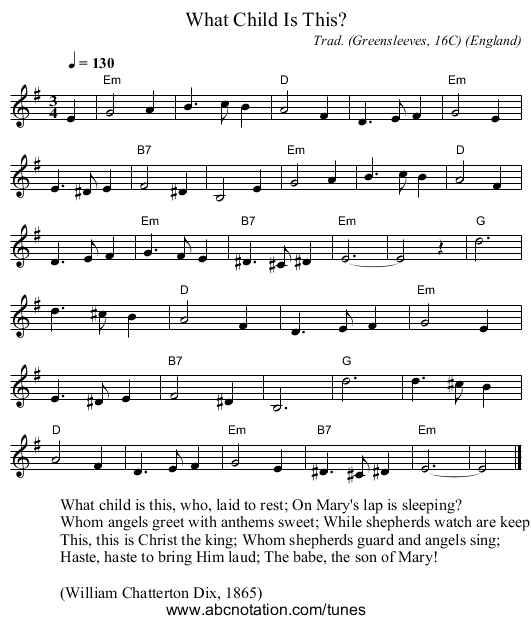 What Child Is This? - staff notation