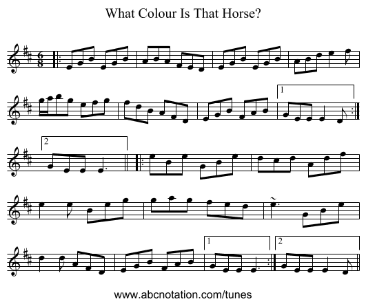 What Colour Is That Horse? - staff notation