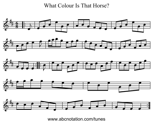 What Colour Is That Horse? - staff notation