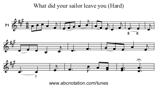 What did your sailor leave you (Hard) - staff notation