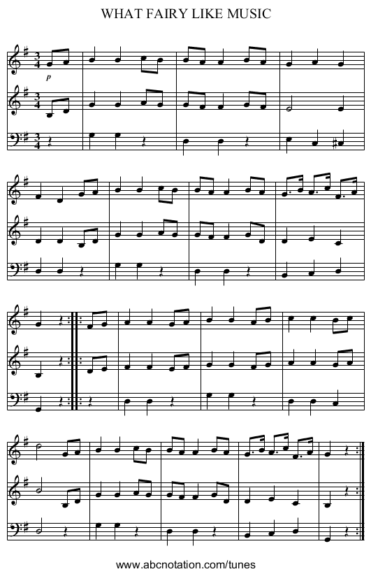 WHAT FAIRY LIKE MUSIC - staff notation