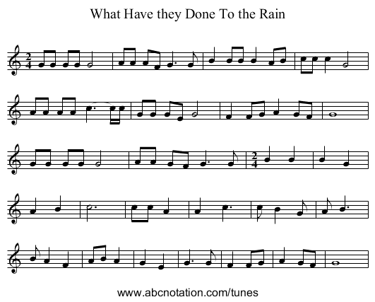 What Have they Done To the Rain - staff notation