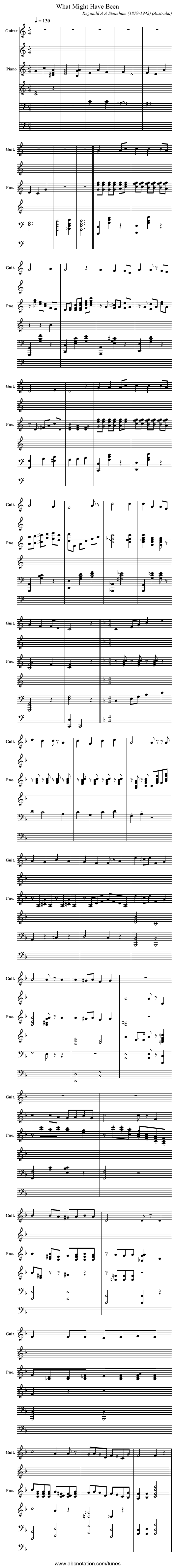 What Might Have Been - staff notation