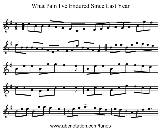 What Pain I've Endured Since Last Year - staff notation