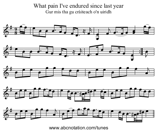 What pain I've endured since last year - staff notation