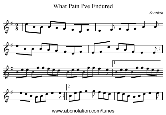 What Pain I've Endured - staff notation