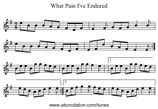 What Pain I've Endured - staff notation