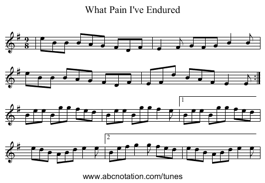 What Pain I've Endured - staff notation