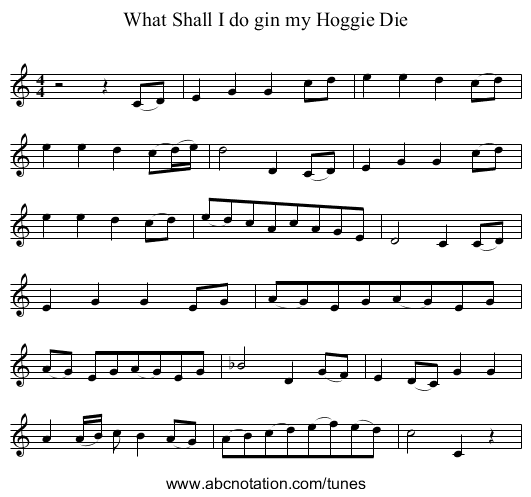 What Shall I do gin my Hoggie Die - staff notation