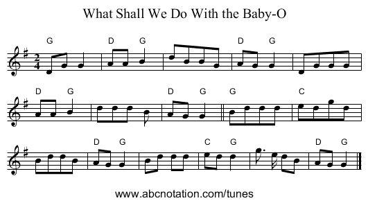 What Shall We Do With the Baby-O - staff notation