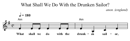 What Shall We Do With the Drunken Sailor? - staff notation