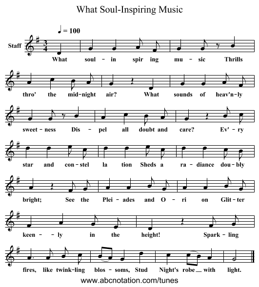 What Soul-Inspiring Music - staff notation