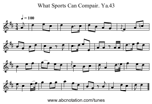 What Sports Can Compair. Ya.43 - staff notation