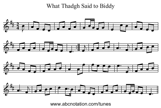 What Thadgh Said to Biddy - staff notation