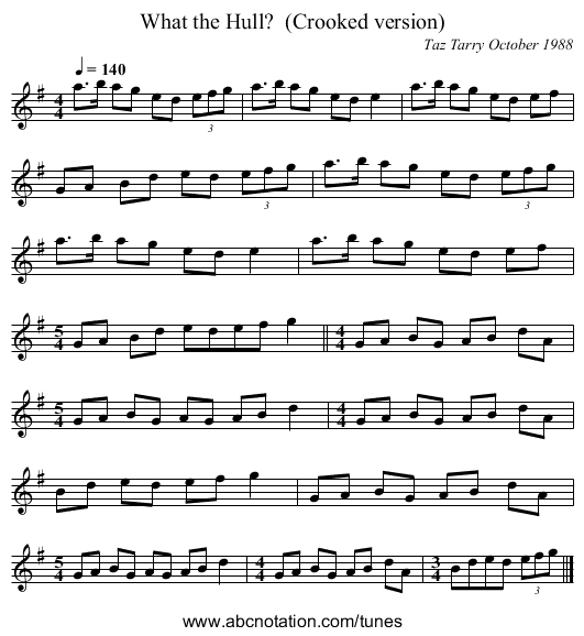 What the Hull?  (Crooked version) - staff notation