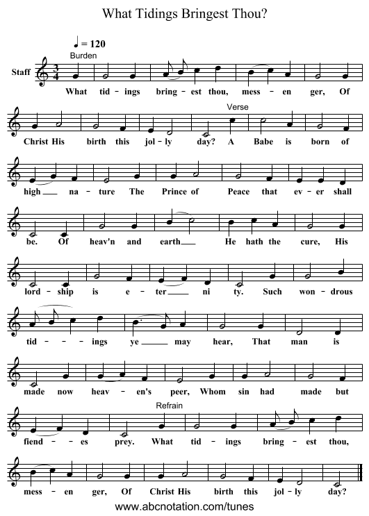 What Tidings Bringest Thou? - staff notation