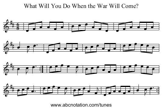What Will You Do When the War Will Come? - staff notation