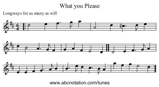 What you Please - staff notation