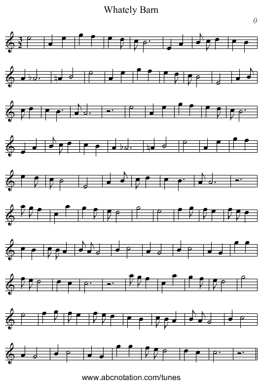 Whately Barn - staff notation